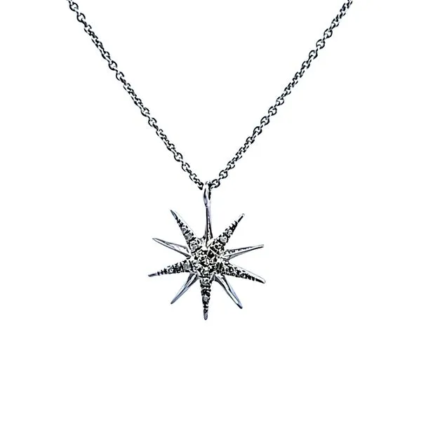 Sterling Silver Diamond Starburst Pendant Image 2 Ross Elliott Jewelers Terre Haute, IN