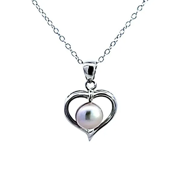 Sterling Silver Pearl Heart Pendant Image 2 Ross Elliott Jewelers Terre Haute, IN