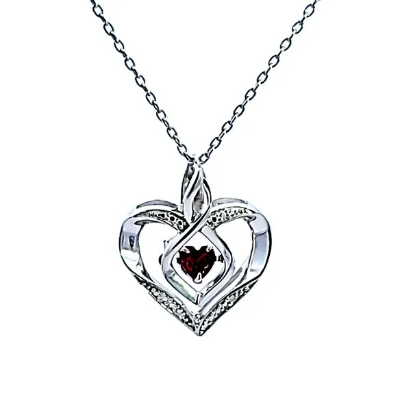 Sterling Silver Ruby and Diamond Heart Pendant Image 2 Ross Elliott Jewelers Terre Haute, IN