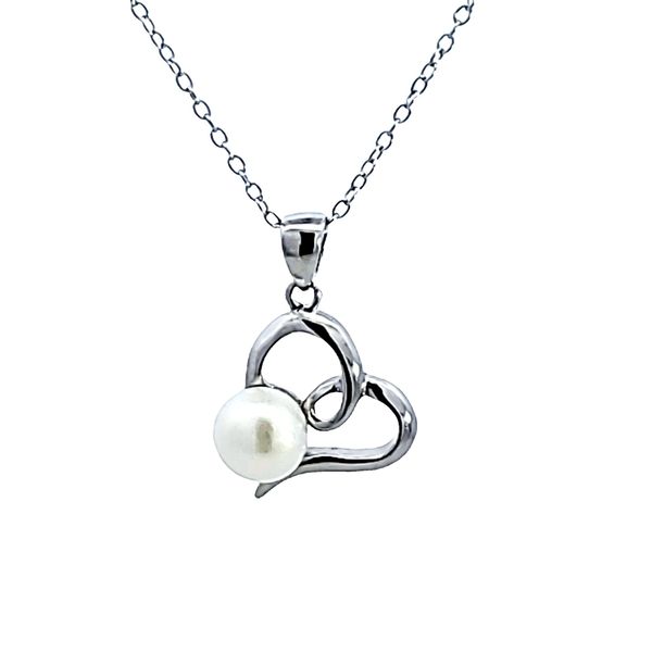 Sterling Silver Heart Pendant With Pearl Image 2 Ross Elliott Jewelers Terre Haute, IN