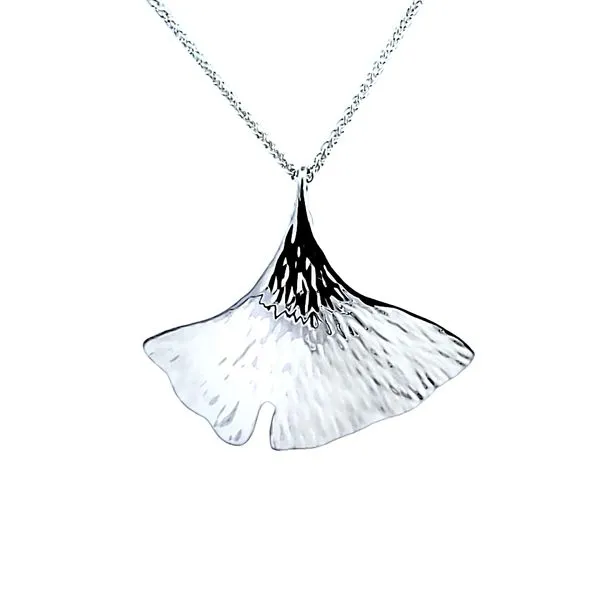 Sterling Silver Gingko Pendant Image 2 Ross Elliott Jewelers Terre Haute, IN