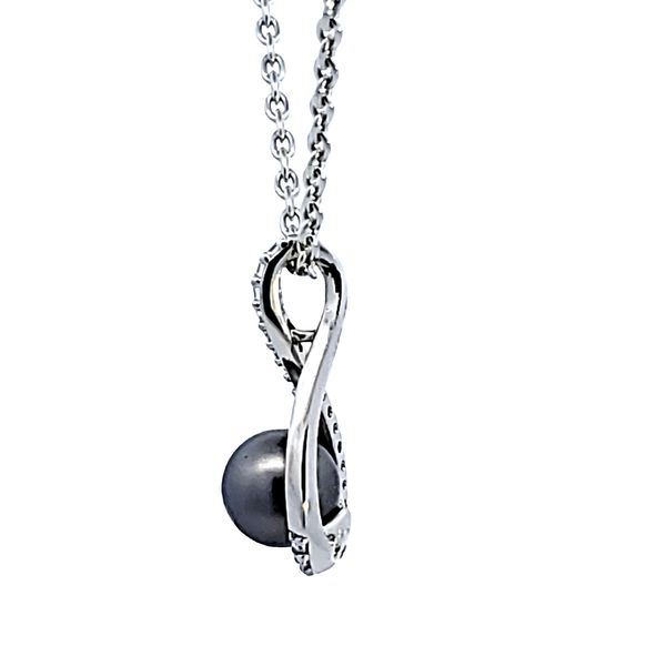 Sterling Silver Gray Pearl and Diamond Pendant Image 4 Ross Elliott Jewelers Terre Haute, IN