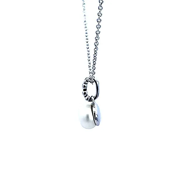 Sterling Silver and Platinum Pearl and CZ Pendant Image 4 Ross Elliott Jewelers Terre Haute, IN