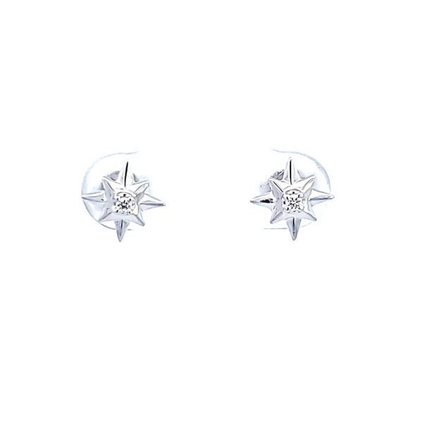 Sterling Silver Diamond Star Stud Earrings Image 2 Ross Elliott Jewelers Terre Haute, IN