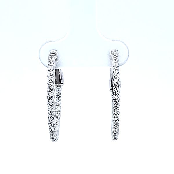 Sterling Silver and Platinum CZ Hoop Earrings Image 2 Ross Elliott Jewelers Terre Haute, IN