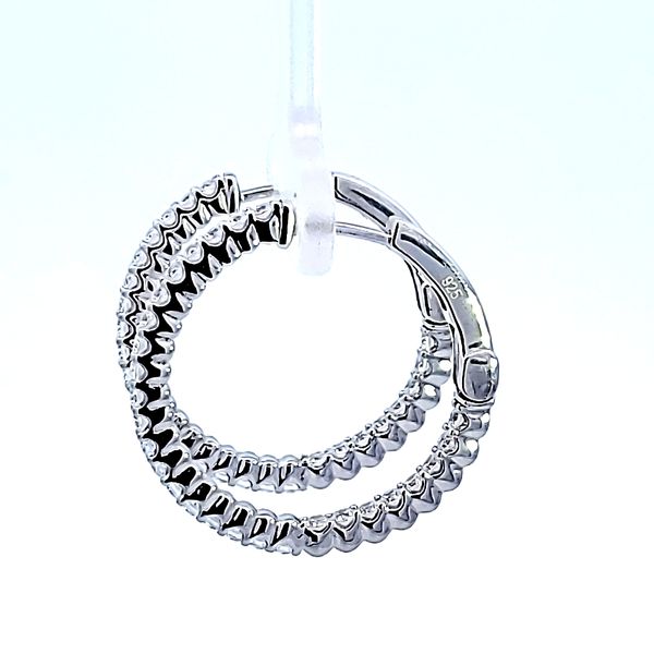 Sterling Silver and Platinum CZ Hoop Earrings Image 4 Ross Elliott Jewelers Terre Haute, IN