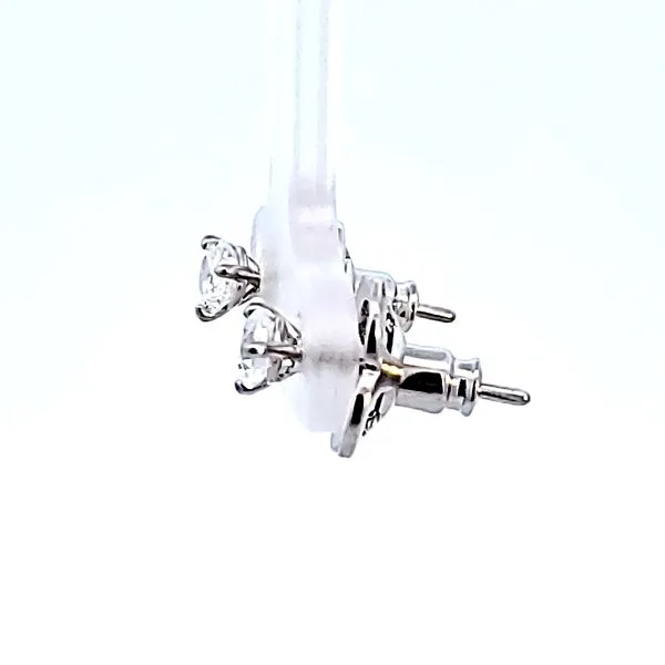 Sterling Silver and Platinum CZ Stud Earrings Image 4 Ross Elliott Jewelers Terre Haute, IN