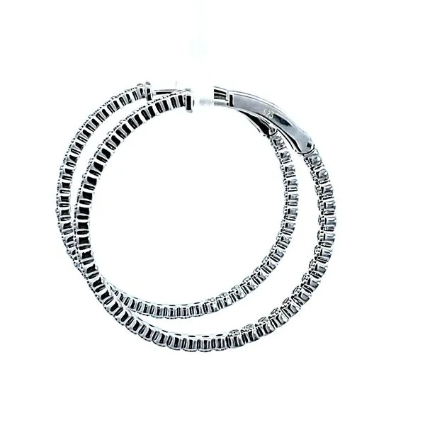 Sterling Silver and Platinum CZ Inside Outside Hoop Earrings Image 4 Ross Elliott Jewelers Terre Haute, IN