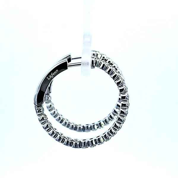 Sterling Silver and Platinum CZ Milgrain Hoop Earrings Image 3 Ross Elliott Jewelers Terre Haute, IN