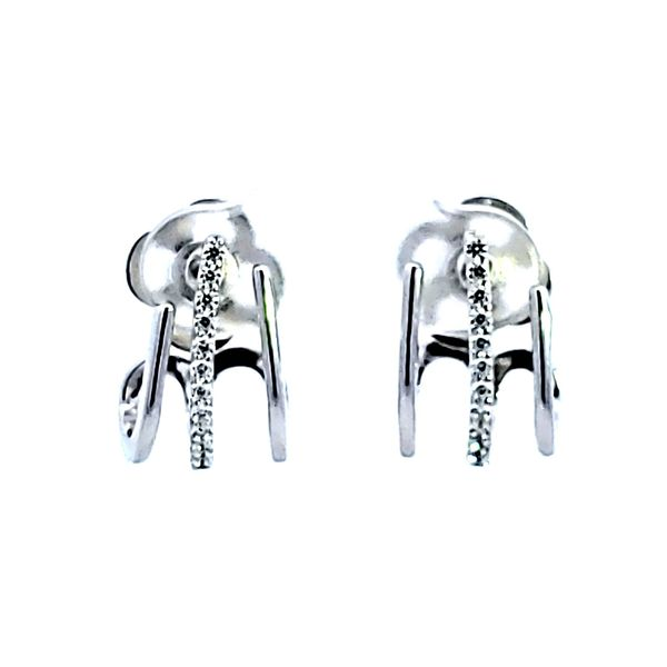 Sterling Silver and Platinum CZ 3 Claw Earrings Image 2 Ross Elliott Jewelers Terre Haute, IN