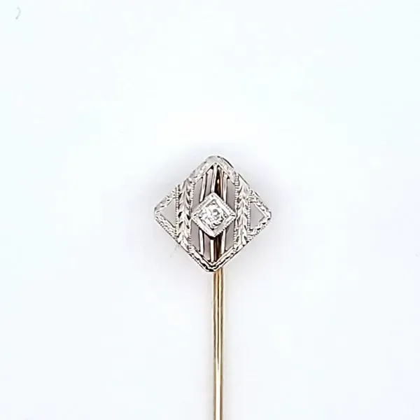 18K Yellow Gold Diamond Estate Stick Pin Ross Elliott Jewelers Terre Haute, IN