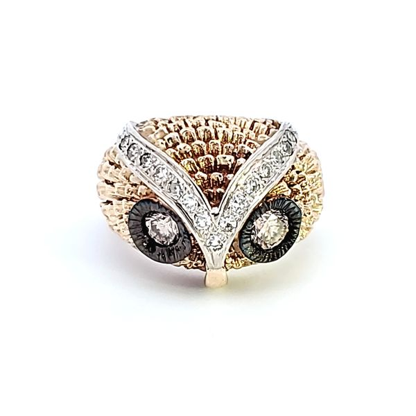 14KY Diamond Owl Head Estate Ring Image 2 Ross Elliott Jewelers Terre Haute, IN