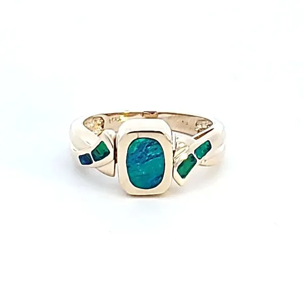 14KY Opal and Tanzanite Reversible Estate Ring Image 2 Ross Elliott Jewelers Terre Haute, IN