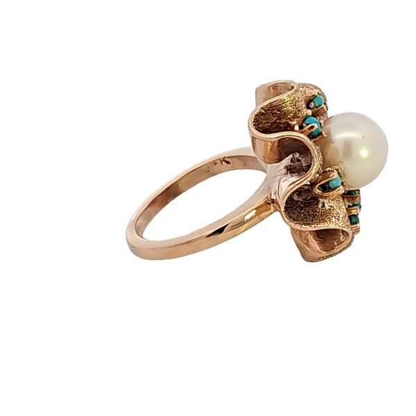 14KY Pearl and Turquoise Estate Ring Image 3 Ross Elliott Jewelers Terre Haute, IN