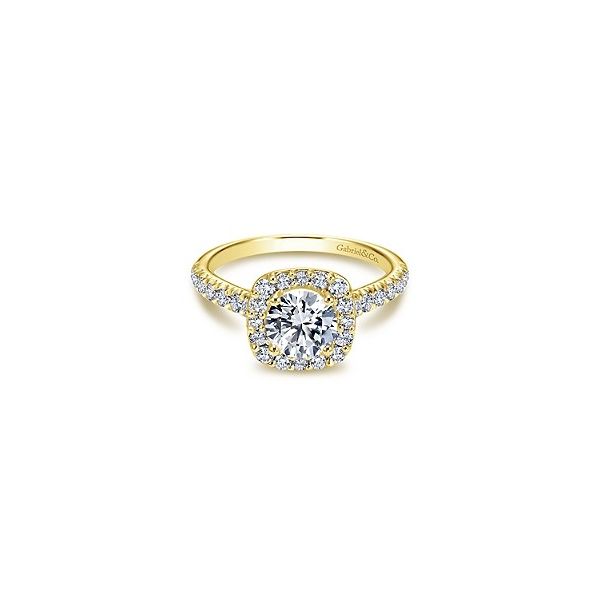 Yellow Gold Halo Diamond Engagement Ring Sam Dial Jewelers Pullman, WA