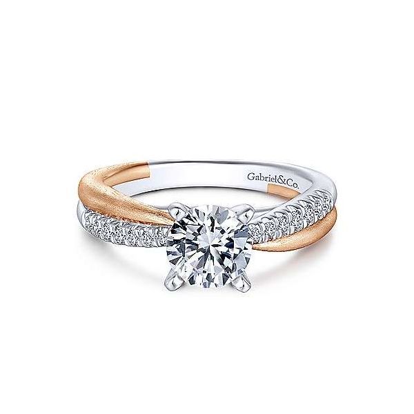 White and Rose Gold Diamond Engagement Ring Sam Dial Jewelers Pullman, WA