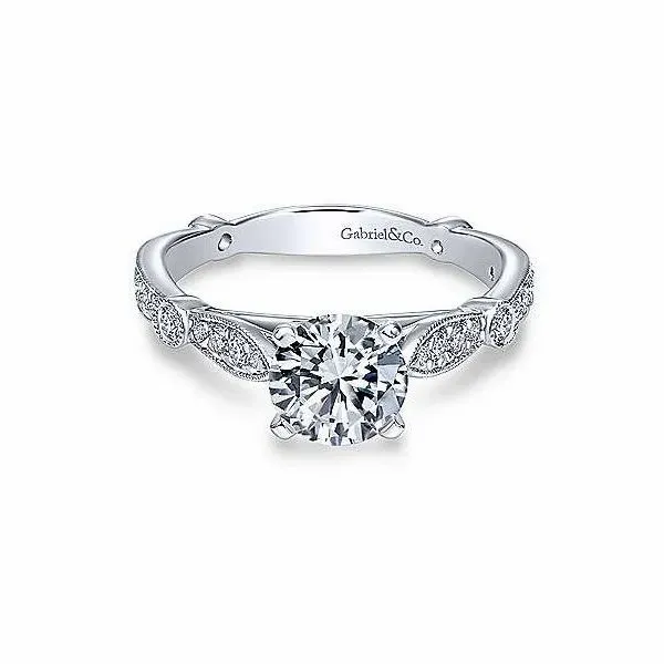 White Gold Millgrain Engagement Ring Sam Dial Jewelers Pullman, WA