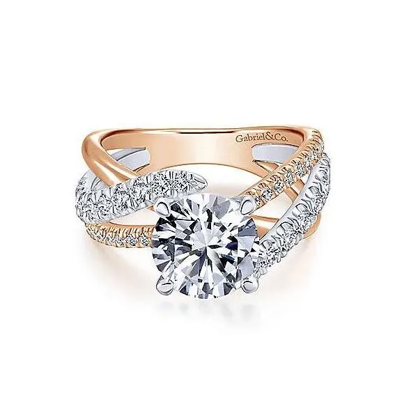 White and Rose Gold Bypass Diamond Engagement Ring Sam Dial Jewelers Pullman, WA