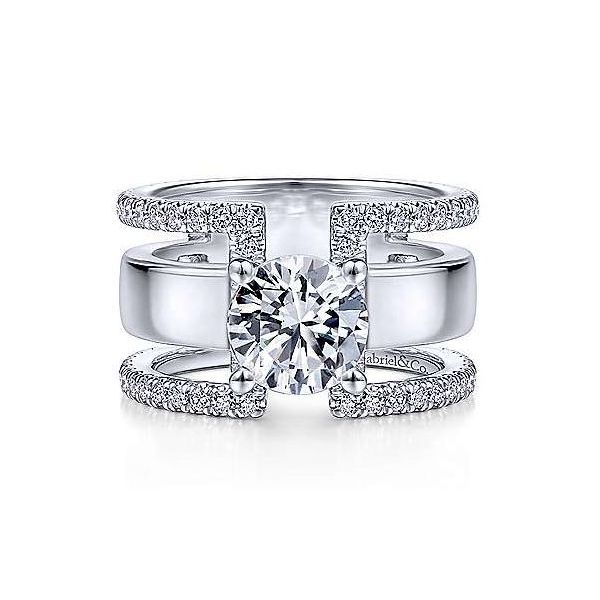 Wide Geometric Diamond Engagement Ring Sam Dial Jewelers Pullman, WA