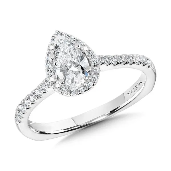 Pear Diamond Straight Halo Engagement Ring Sam Dial Jewelers Pullman, WA