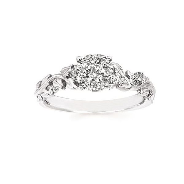 Cluster Engagement Ring with Floral Accents Sam Dial Jewelers Pullman, WA