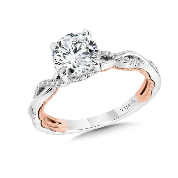 Twisted Two-Tone Hidden Halo Engagement Ring Sam Dial Jewelers Pullman, WA
