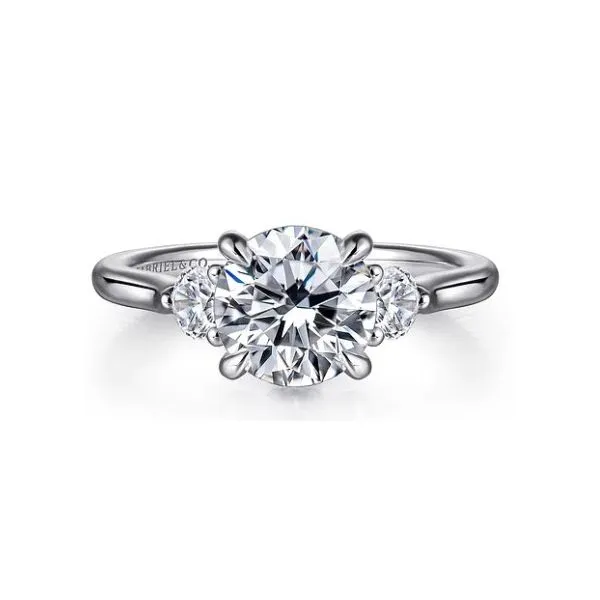 Three Stone Lotus Diamond Engagement Ring Sam Dial Jewelers Pullman, WA