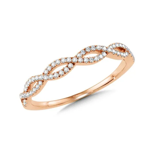 DIAMOND ROSE GOLD CRISS CROSS STACKABLE BAND Sam Dial Jewelers Pullman, WA