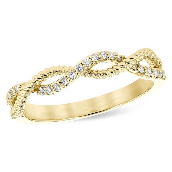 YELLOW GOLD DIAMOND AND ROPE TWIST RING Sam Dial Jewelers Pullman, WA