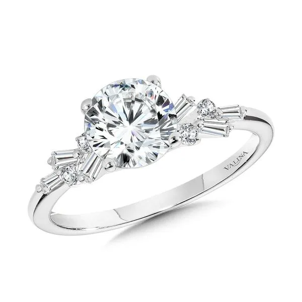 ABSTRACT BAGUETTE DIAMOND & HIDDEN HALO ENGAGEMENT RING Sam Dial Jewelers Pullman, WA