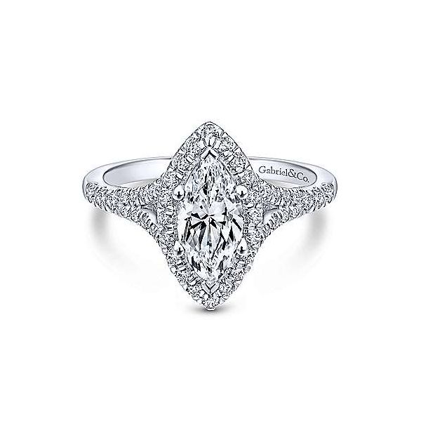 Marquise Halo Split Shank Engagment Ring Sam Dial Jewelers Pullman, WA