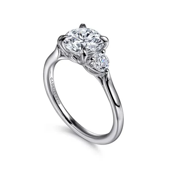 Three Stone Lotus Diamond Engagement Ring Image 3 Sam Dial Jewelers Pullman, WA