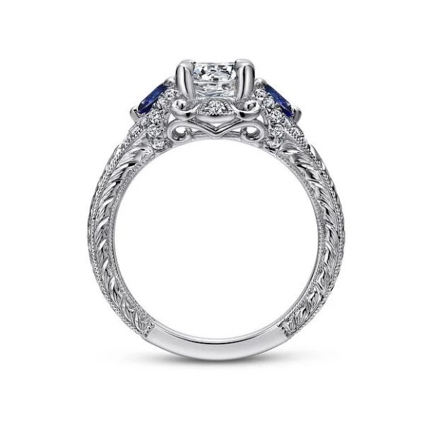 Victorian Sapphire Accented Diamond Engagement Ring Image 2 Sam Dial Jewelers Pullman, WA
