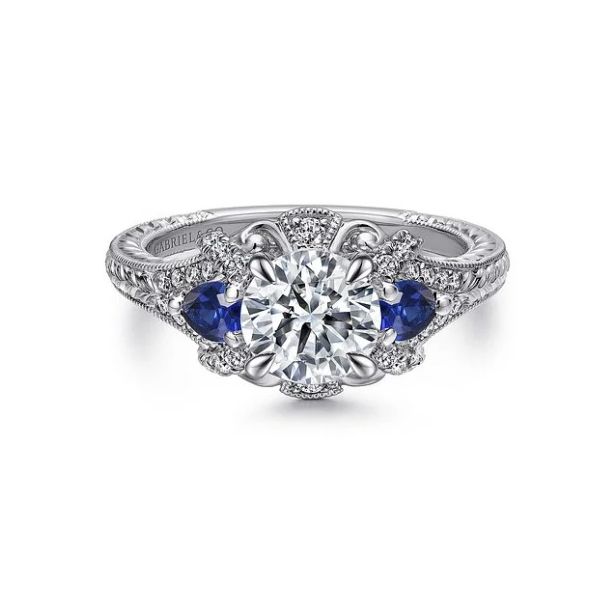 Victorian Sapphire Accented Diamond Engagement Ring Sam Dial Jewelers Pullman, WA