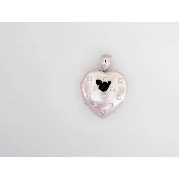 WHITE GOLD HEART-SHAPED LOCKET WITH DIAMONDS Sam Dial Jewelers Pullman, WA