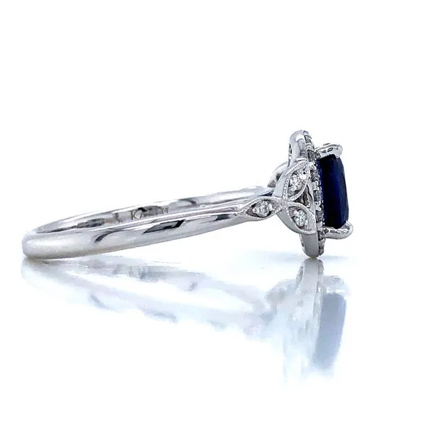 Sapphire Leaf Halo Ring