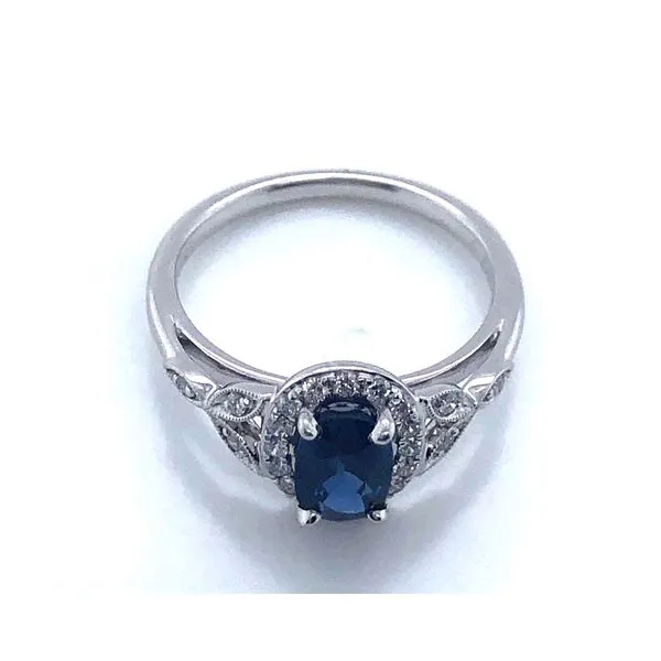 Sapphire Leaf Halo Ring