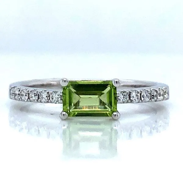 Peridot Emerald Cut 14K White Gold Ring Sam Dial Jewelers Pullman, WA