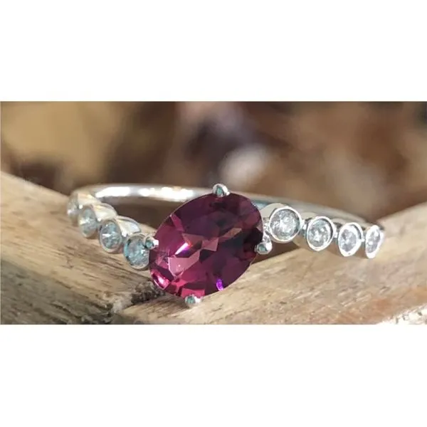Oval cut Pink Tourmaline Ring. Image 2 Sam Dial Jewelers Pullman, WA