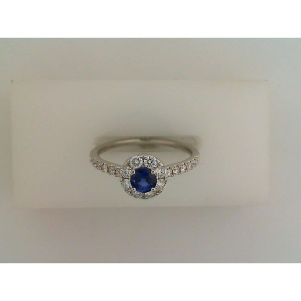 Sapphire and Diamond Halo Ring Sam Dial Jewelers Pullman, WA