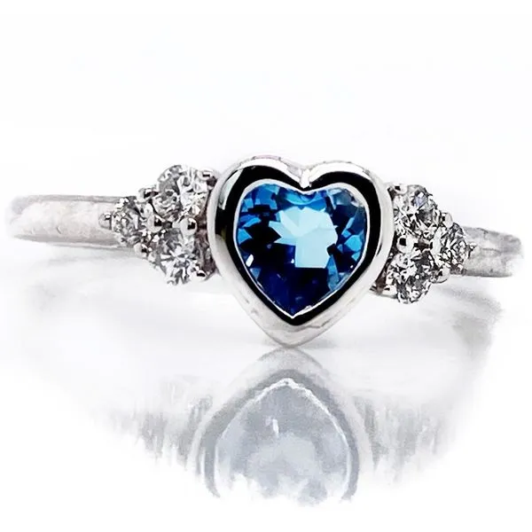 Aquamarine Heart Shaped Ring