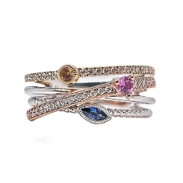 14k Stackable Diamond and Sapphire Ring Sam Dial Jewelers Pullman, WA