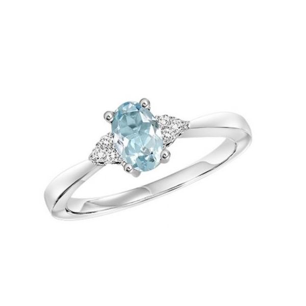 Aquamarine Ring with diamond cluster Sam Dial Jewelers Pullman, WA
