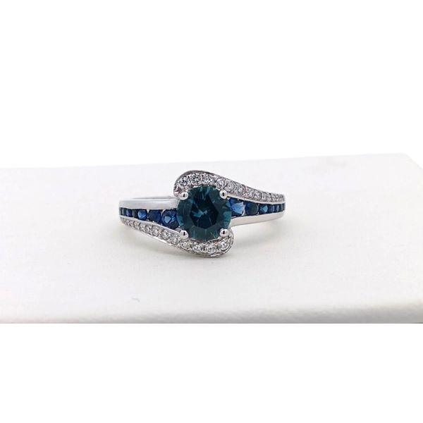 White Gold Montana Sapphire and Diamond Ring Sam Dial Jewelers Pullman, WA