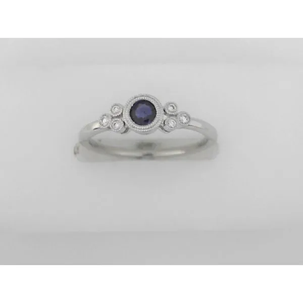 Sapphire and Diamond Bezel Set Milgrain Ring Sam Dial Jewelers Pullman, WA