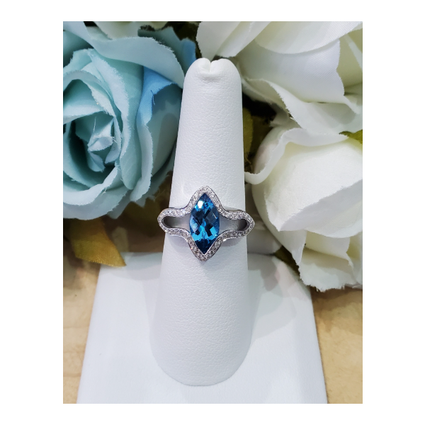 Blue Topaz & Diamond Ring Sam Dial Jewelers Pullman, WA