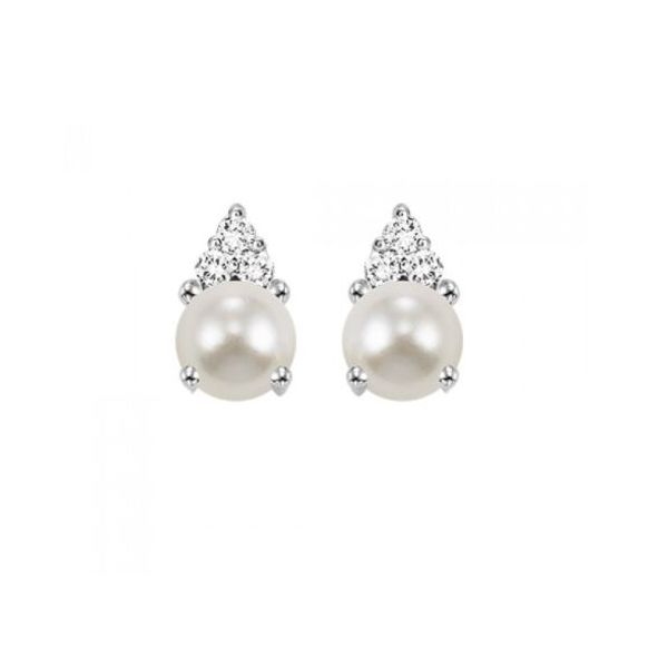 WHITE GOLD PEARL AND DIAMOND EARRINGS Sam Dial Jewelers Pullman, WA