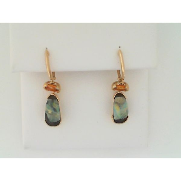 Boulder Opal and Orange Sapphire Earrings Sam Dial Jewelers Pullman, WA