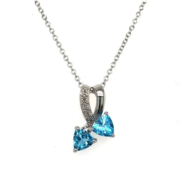 Trillion cut Swiss Blue Topaz Diamond Pendant Sam Dial Jewelers Pullman, WA