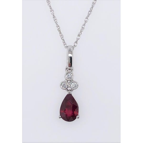 PEAR-SHAPED RUBY AND DIAMOND PENDANT Sam Dial Jewelers Pullman, WA